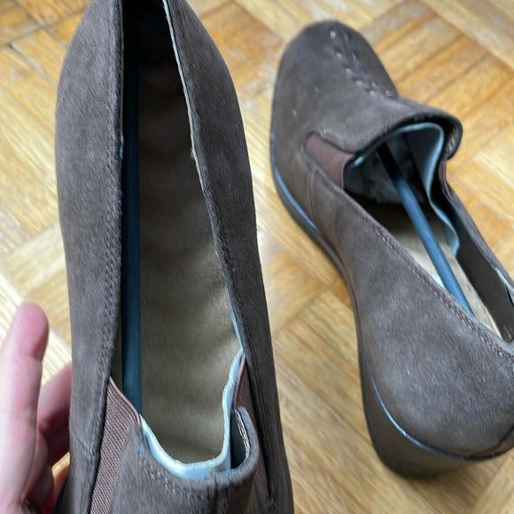 Brown Suede Cushion Walk Wedge Shoes - Picture 3 of 5